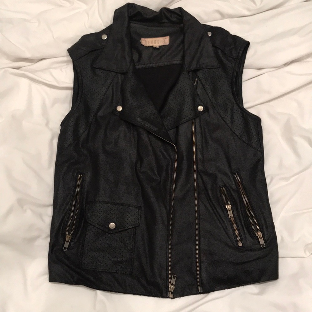 Georgie black moto vest
